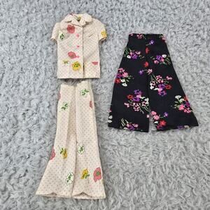 Vtg Barbie 1970s Lot Sweet Dreams #3350 Pink Floral Pajamas 7145 Palazzo Pants